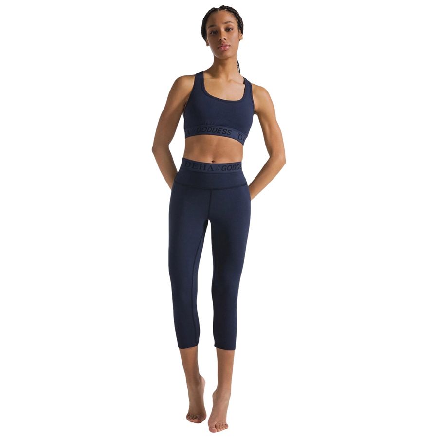 Leggings stretch tinta unita con lunghezza 7-8 blu da donna Deha | D4202625515